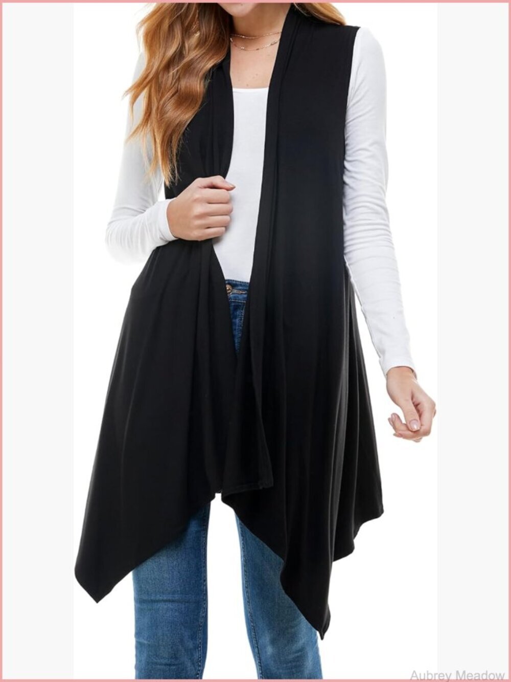 Sleeveless Long Cardigan Vest Petite & Plus Size
